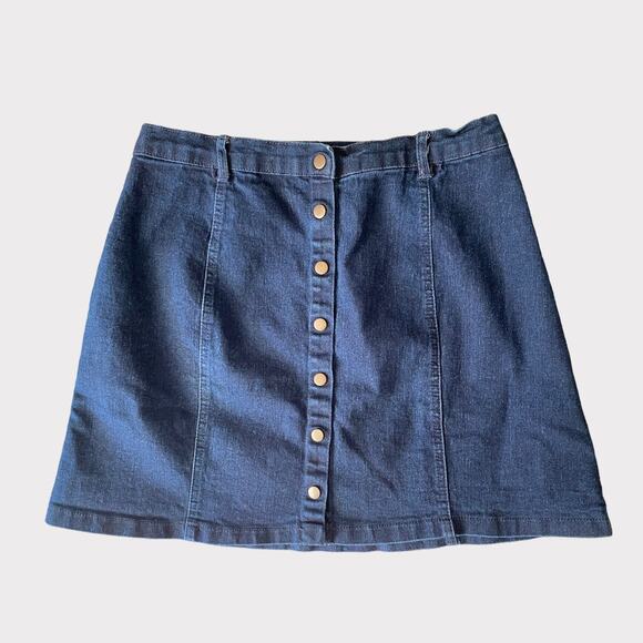 Forever 21 Blue Button Front Skirt Size Medium Denim - Picture 1 of 6